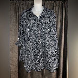 Liz Claiborne plus 3x cotton button downVGC blue and white design